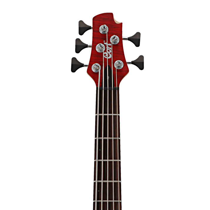 Cort Artisan Series A5 Plus FMMH Electric Bass Guitar - Open Pore Black Cherry Finish - Image 4