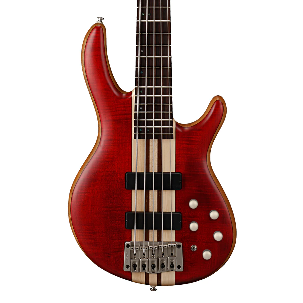 Cort Artisan Series A5 Plus FMMH Electric Bass Guitar - Open Pore Black Cherry Finish - Image 6