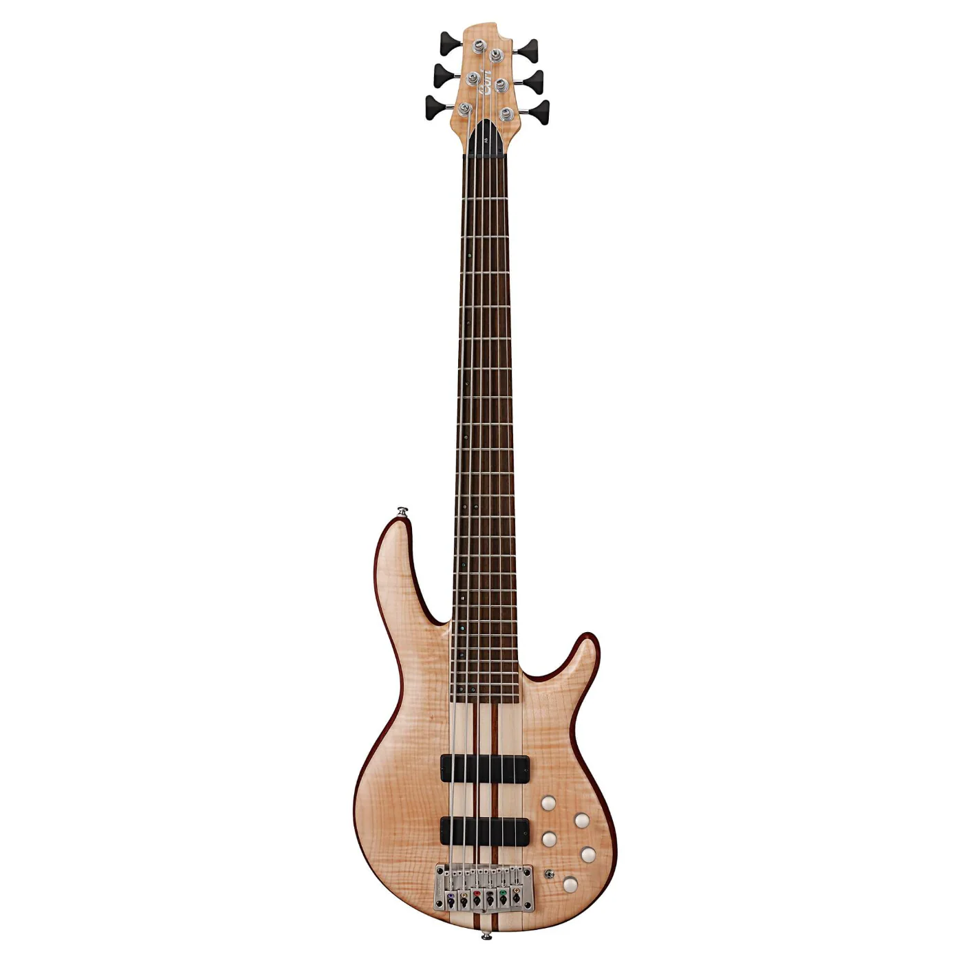 Cort Artisan Series A6 Plus FMMH 6 String Electric Bass Guitar with Flame Maple Top - Open Pore Natural - Image 2
