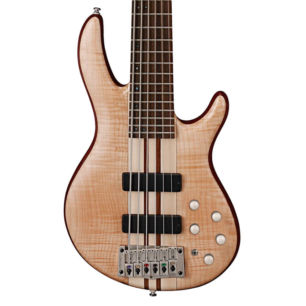 Cort Artisan Series A6 Plus FMMH 6 String Electric Bass Guitar with Flame Maple Top - Open Pore Natural - Image 3