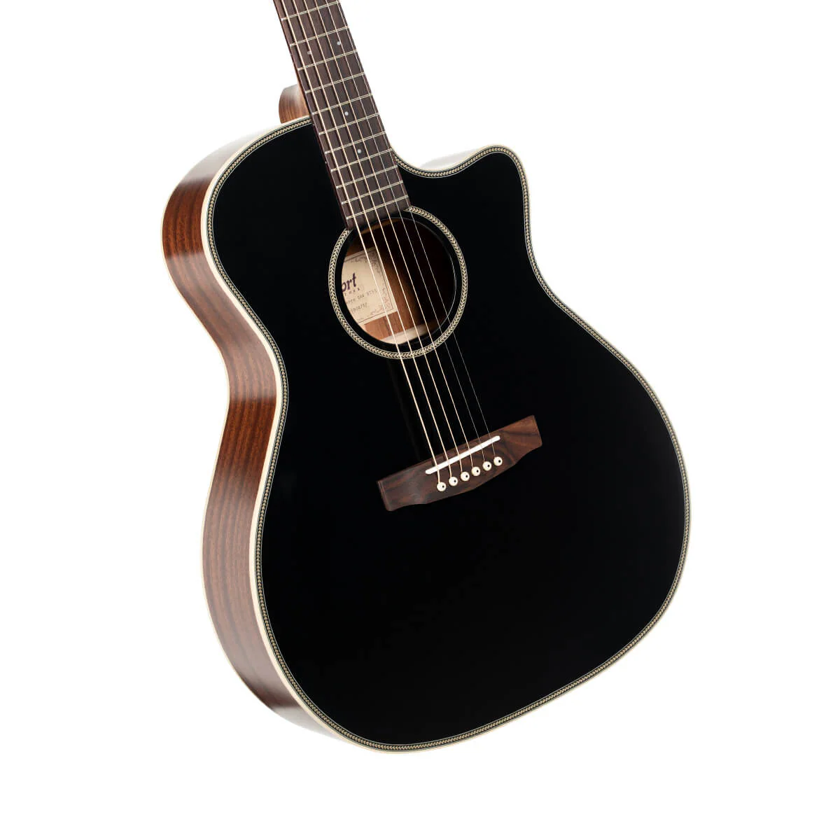 Cort Essence GA4 BTSG Acoustic Guitar - Black Top Semi Gloss - Image 3