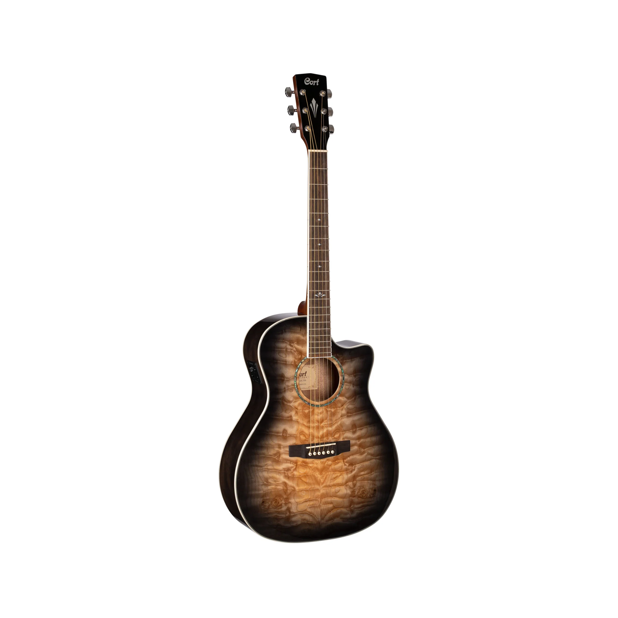 Cort GA-QF TBB Grand Regal Series Acoustic Guitar in Transparent Black Burst - Image 2