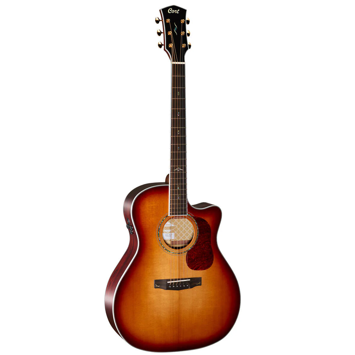 Cort Gold A8 LB Cutaway Acoustic Guitar Gloss w/Soft Case - Lightburst - Image 5