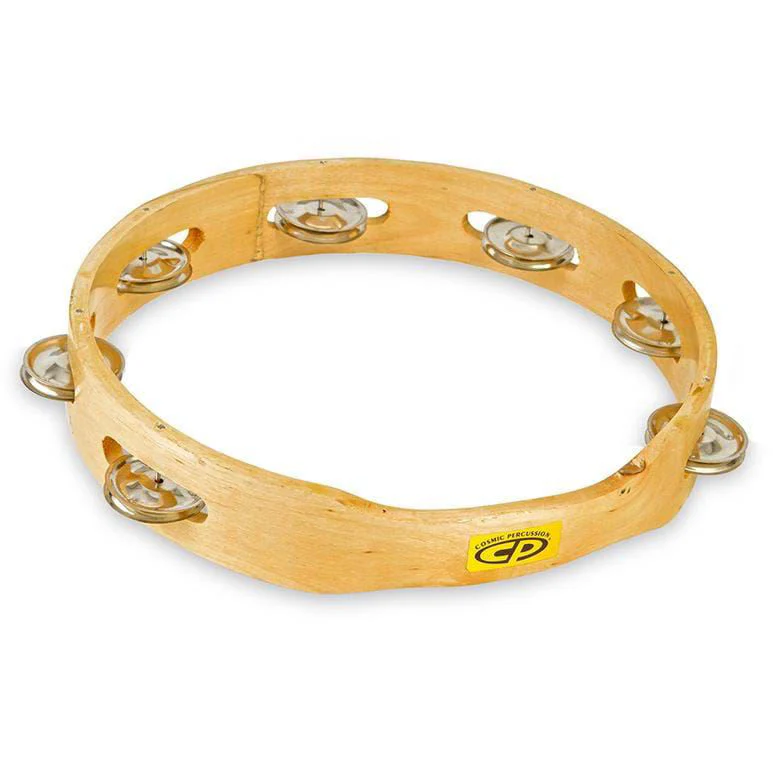 CP 389 10 inch Wood Headless Tambourine, Single Row Jingles - Image 2
