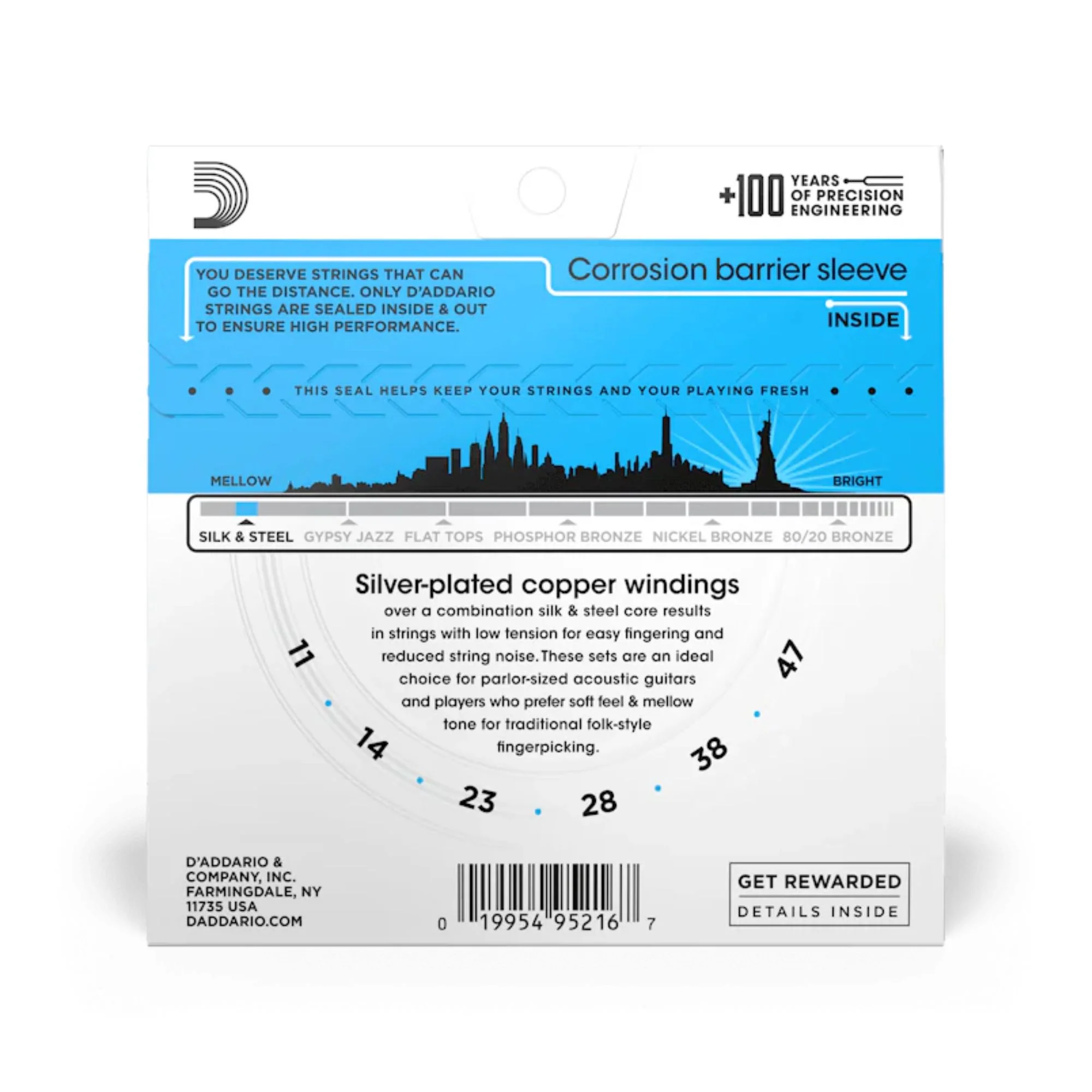 D’Addario EJ40 Silk & Steel Folk Guitar Strings (11-47) - Image 2