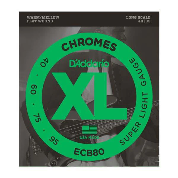 D'Addario ECB80 Bass Guitar Strings 40-95 Chromes Flatwound - Image 2
