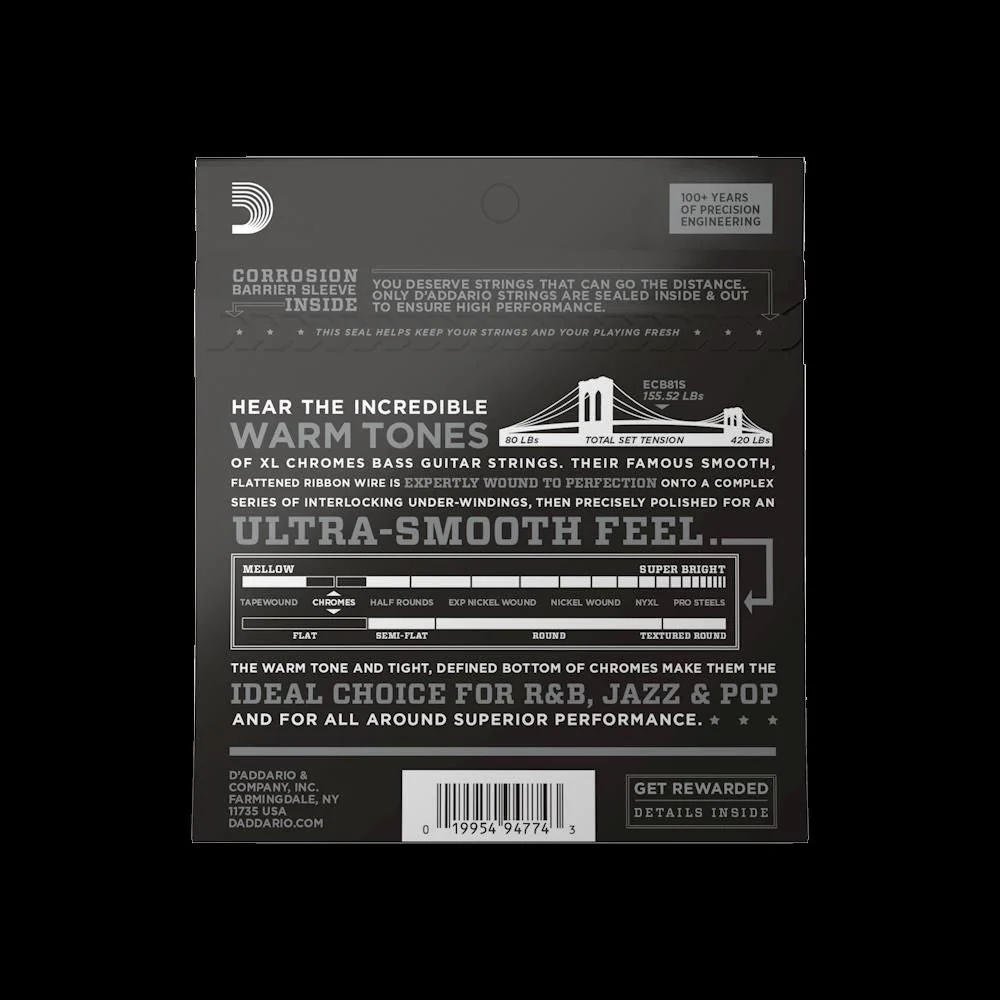 D''Addario ECB81S 45-100 Light Short Scale Chromes Bass Guitar Strings - Image 3