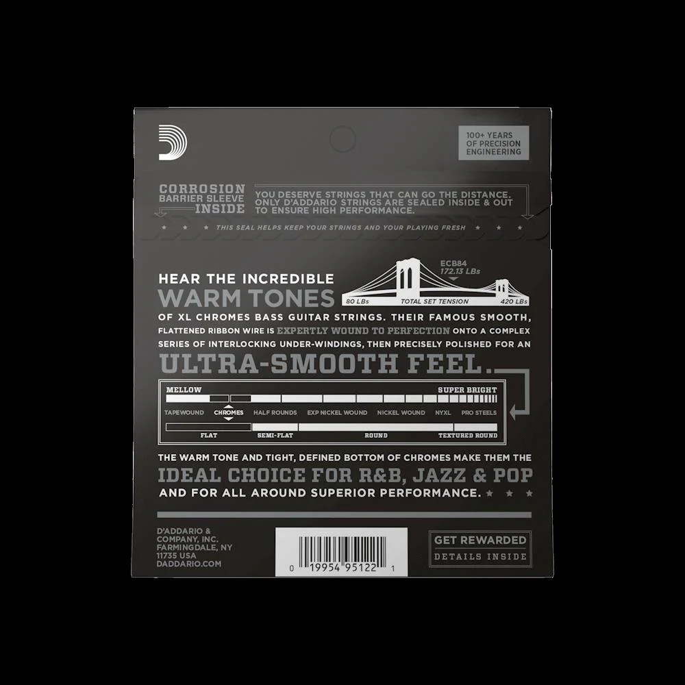 D'Addario ECB84 40-100 Custom Light Chromes Bass Guitar Strings - Image 4