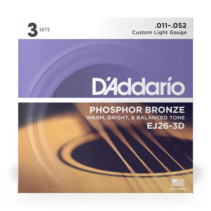 D'addario EJ26 11-52 Acoustic Guitar Strings 3-Pack - Image 5