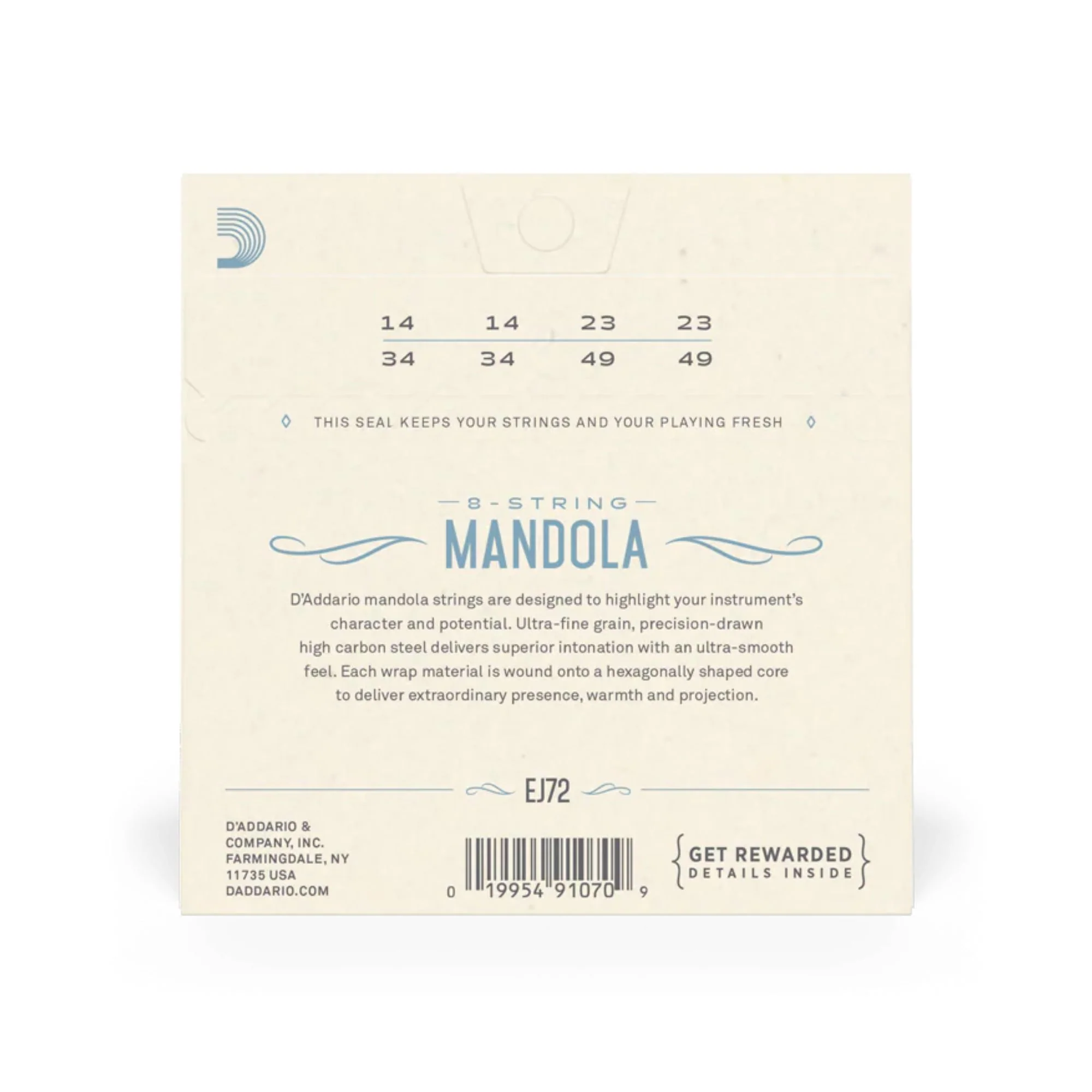 D'Addario EJ72 Phosphor Bronze Mandola Strings Light 14-49 - Image 2