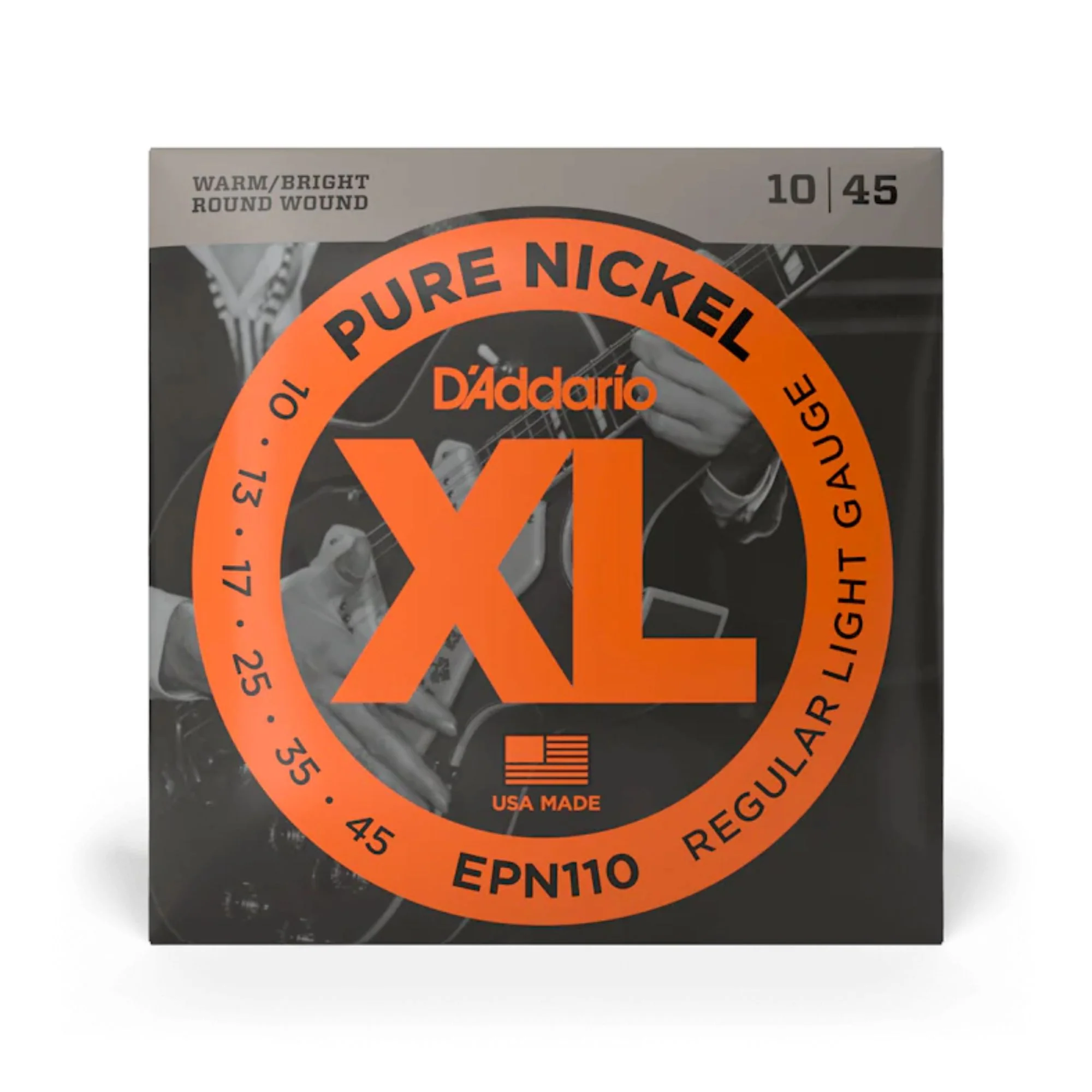 DAddario EPN110 Pure Nickel Electric Guitar Strings, Regular Light, 10-45