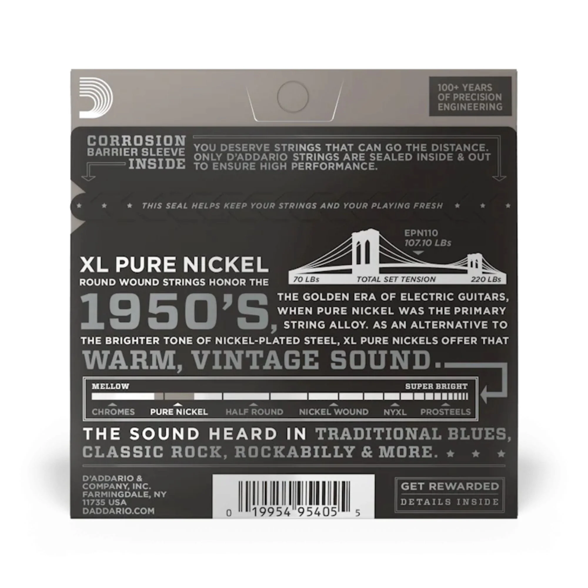 DAddario EPN110 Pure Nickel Electric Guitar Strings, Regular Light, 10-45 - Image 2