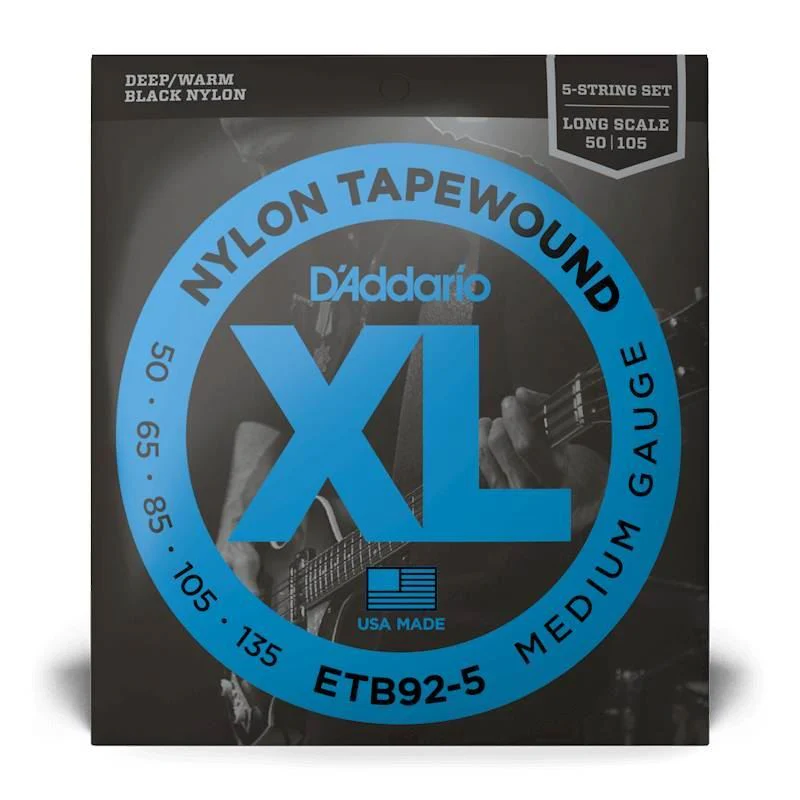 D'Addario ETB92-5 50-135 Medium Short Scale Tapewound 5-String Bass Guitar Strings - Image 6
