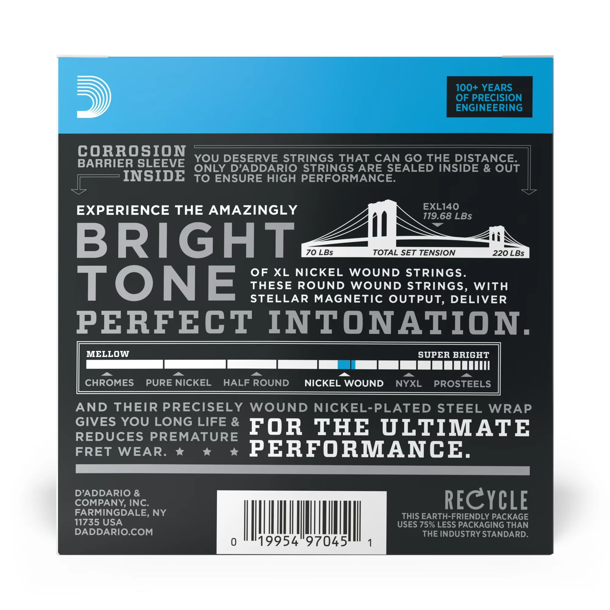 DAddario EXL140-10P Nickel Wound Electric Guitar Strings, Light Top/Heavy Bottom, 10-52, 10 set - Image 2