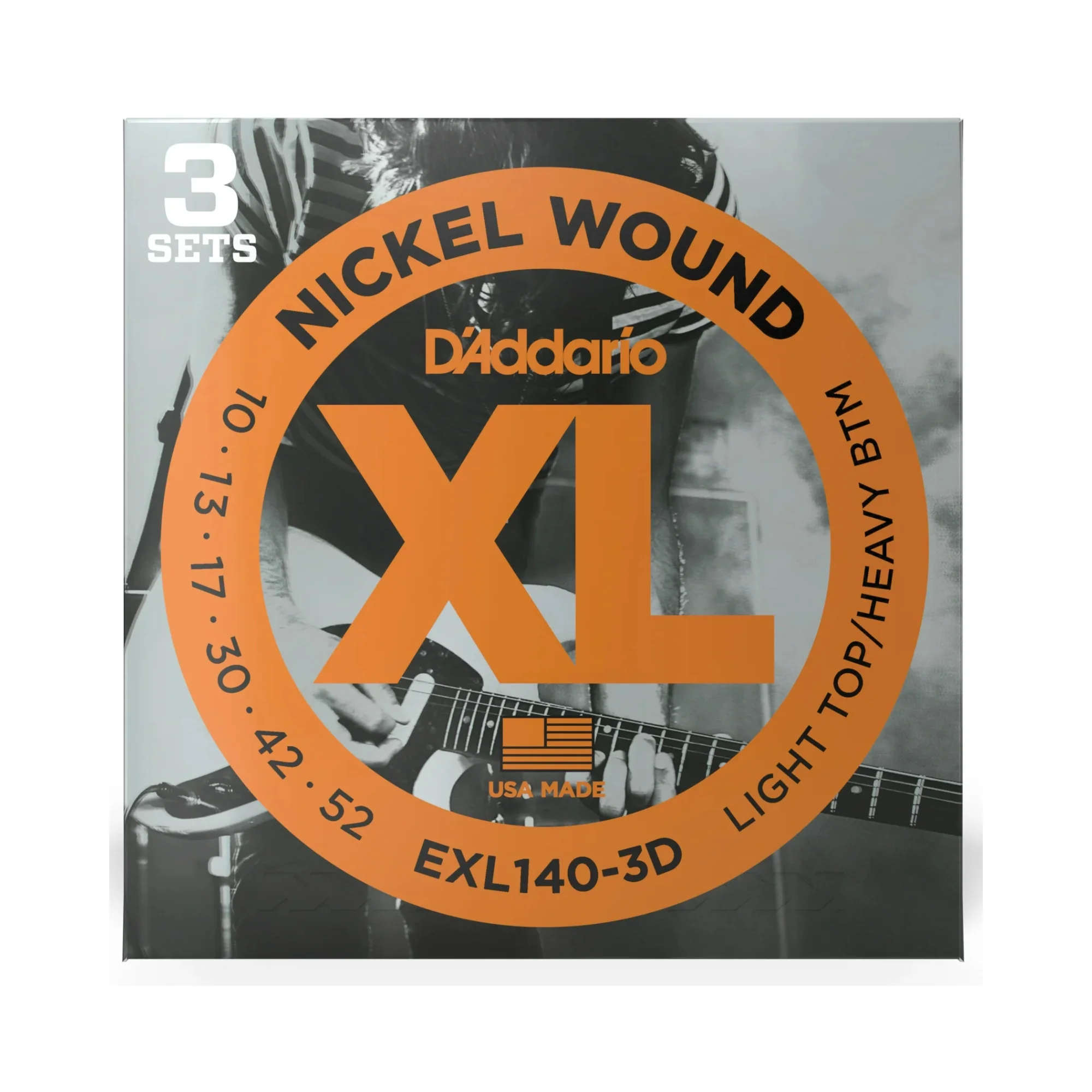 DAddario EXL140-3D Nickel Wound Electric Guitar Strings 010-052 Light Top/Heavy Bottom 3-Pack - Image 2