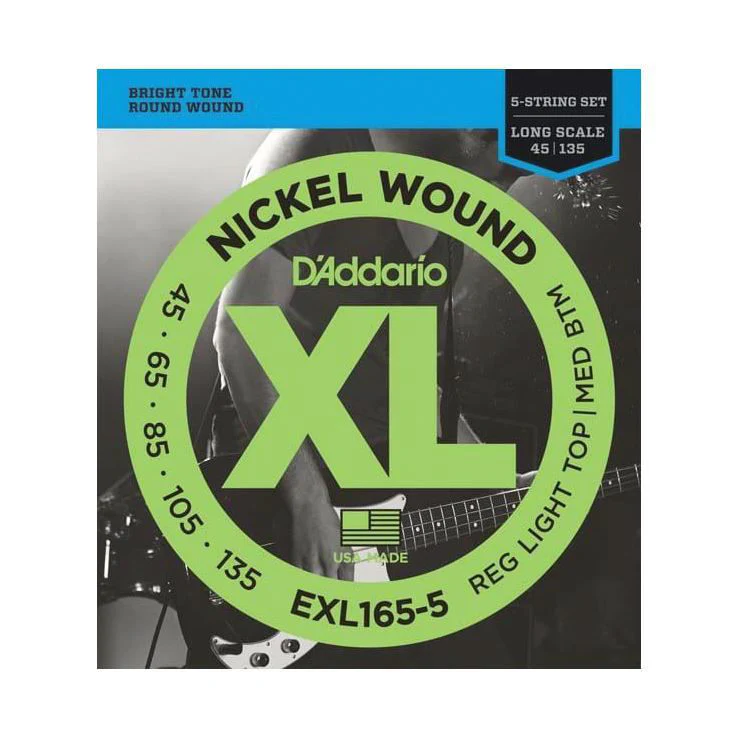 D'Addario EXL165-5 5-String Bass Guitar Strings 45-135 Custom Light, Long Scale - Image 2