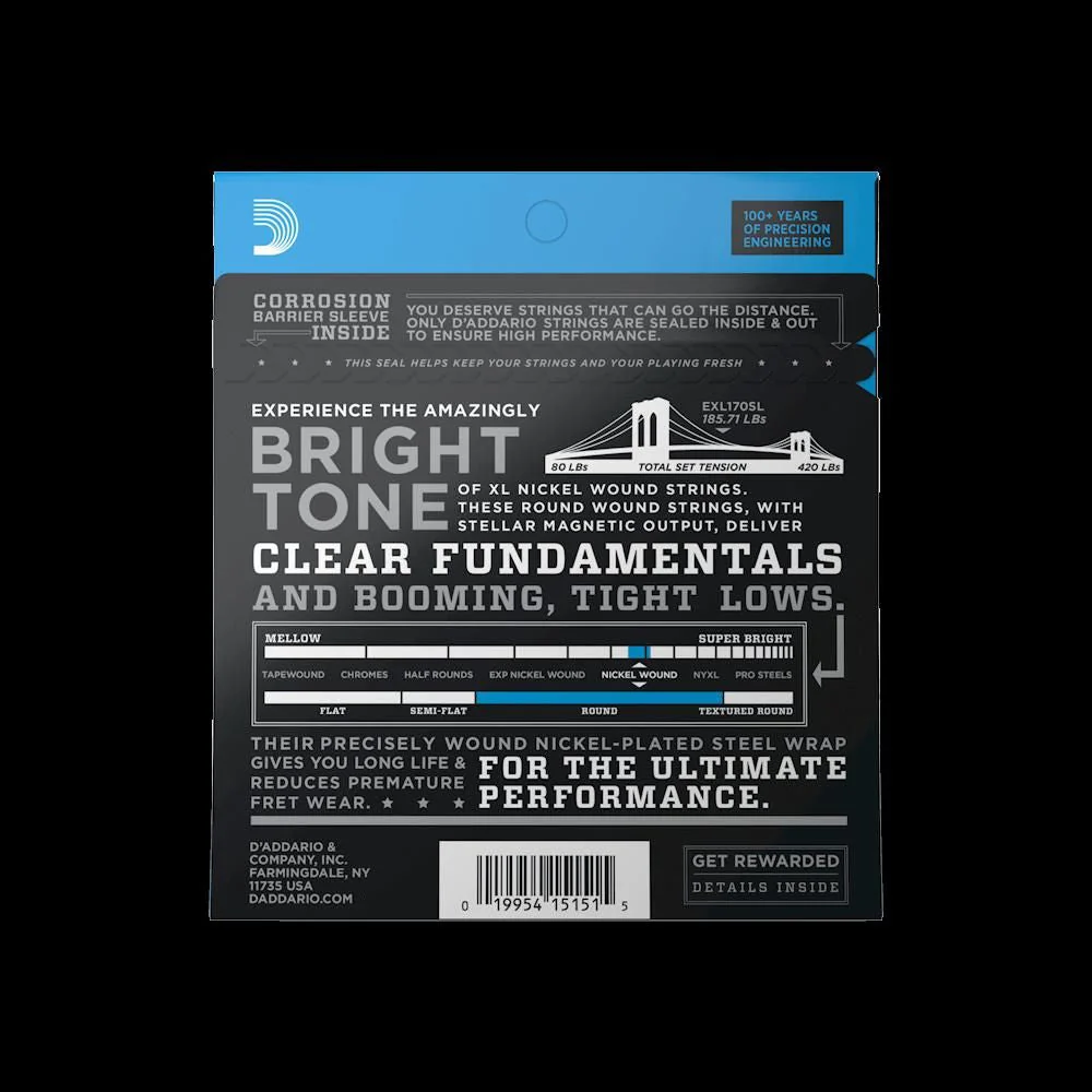 D'Addario EXL170SL 45-100 Light Super Long Scale Bass Guitar Strings - Image 3