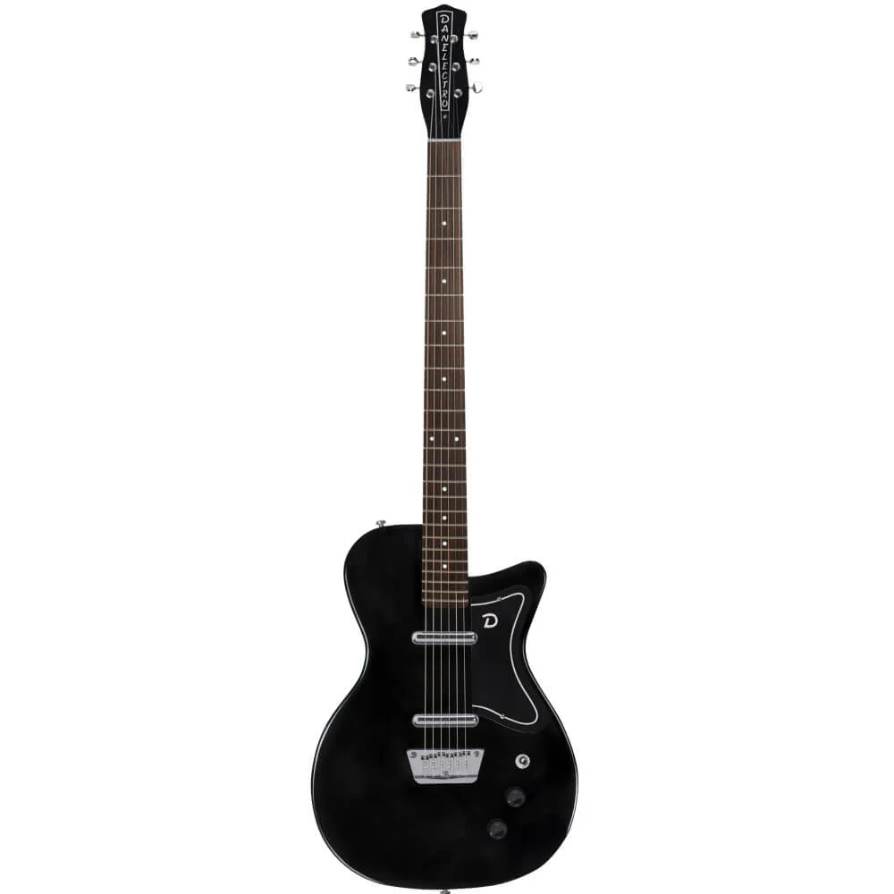 Danelectro '56 Baritone Electric Guitar with Bottle Headstock - Black - Image 3
