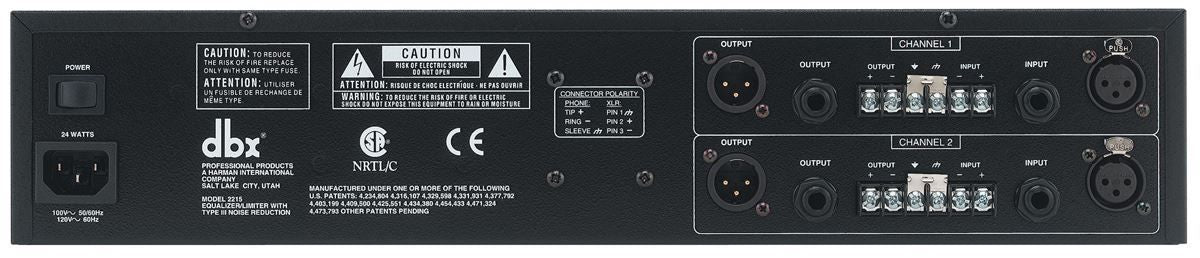 DBX 2215 Dual Channel 2/3 Octave Graphic Equalizer/Limiter - Image 2