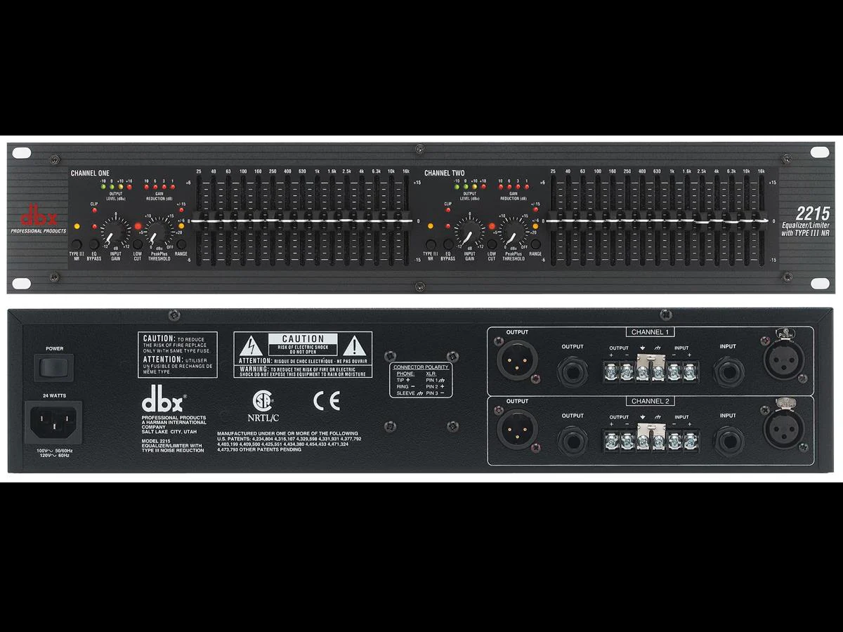 DBX 2215 Dual Channel 2/3 Octave Graphic Equalizer/Limiter - Image 5