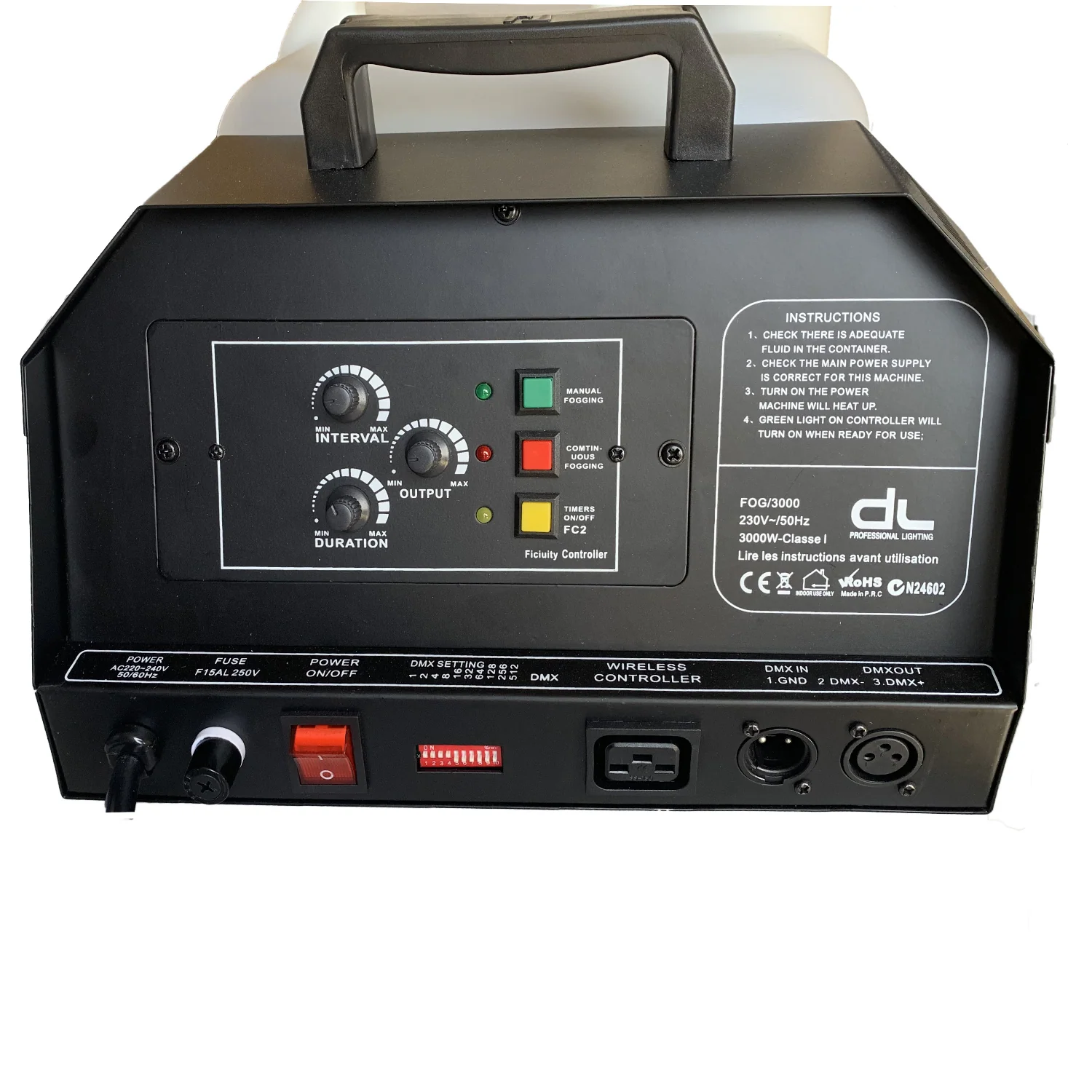 DL FOG 3002 Smoke Machine with DMX and Wireless Remote - Image 5