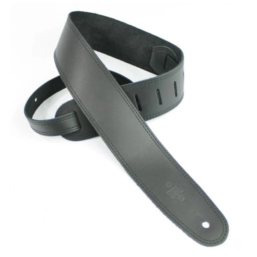 DSL Classic Single Ply Guitar Strap 2.5" - Black/Black Stitching - Image 2