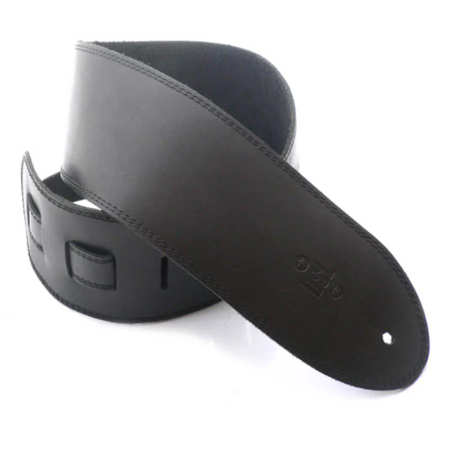 DSL Classic Single Ply Guitar Strap 3.5" - Black/Black Stitch - Image 2