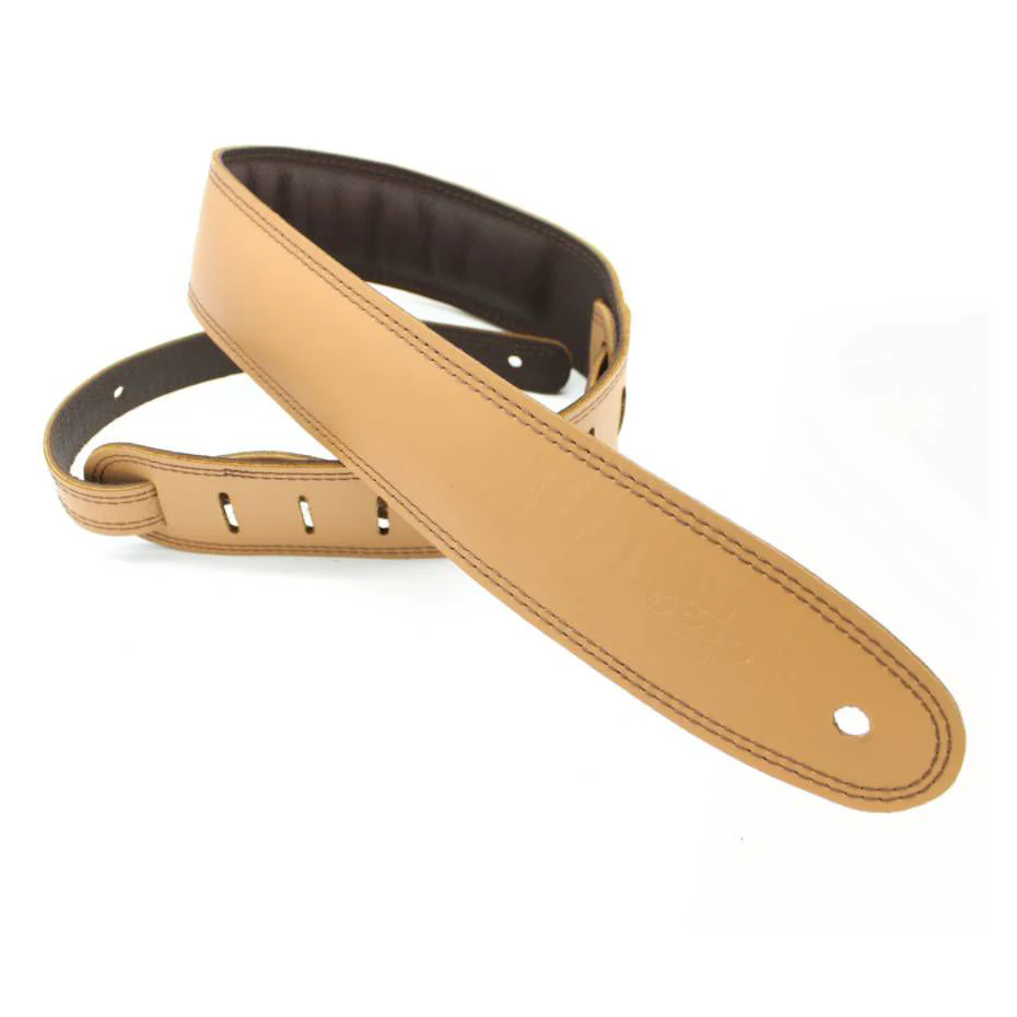 DSL Premium Padded Garment Leather Guitar Strap 2.5" - Tan/Brown - Image 2