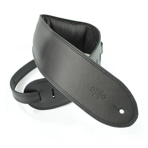 DSL Premium Padded Garment Leather Guitar Strap 3.5" - Black/Black - Image 2