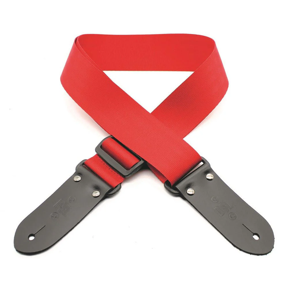 DSL Straps Classic Seat Belt Guitar Strap 2" Webbing - Red - Image 2