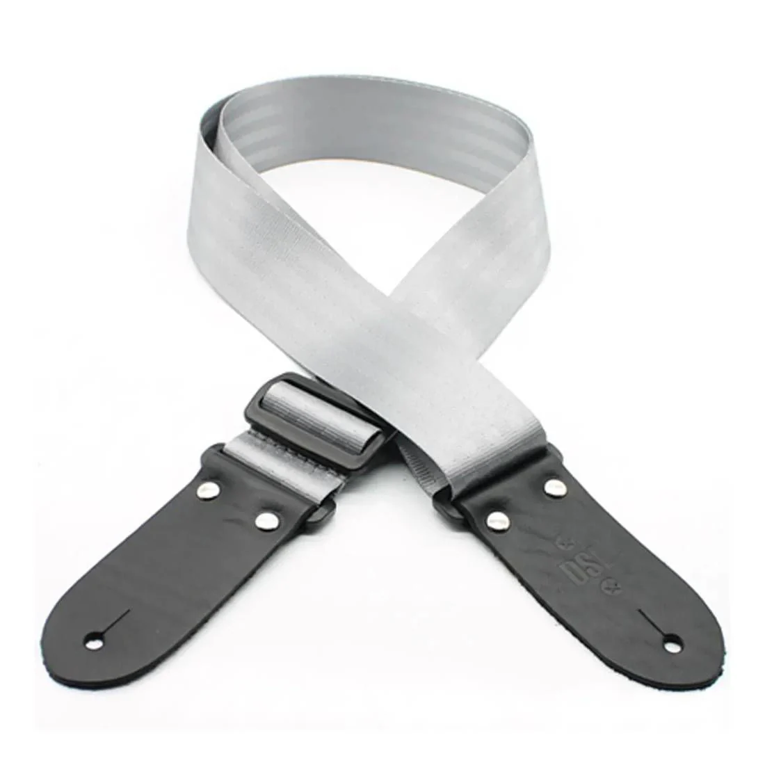 DSL Straps Classic Series Seat Belt Guitar Strap 2in Webbing - Silver - Image 2