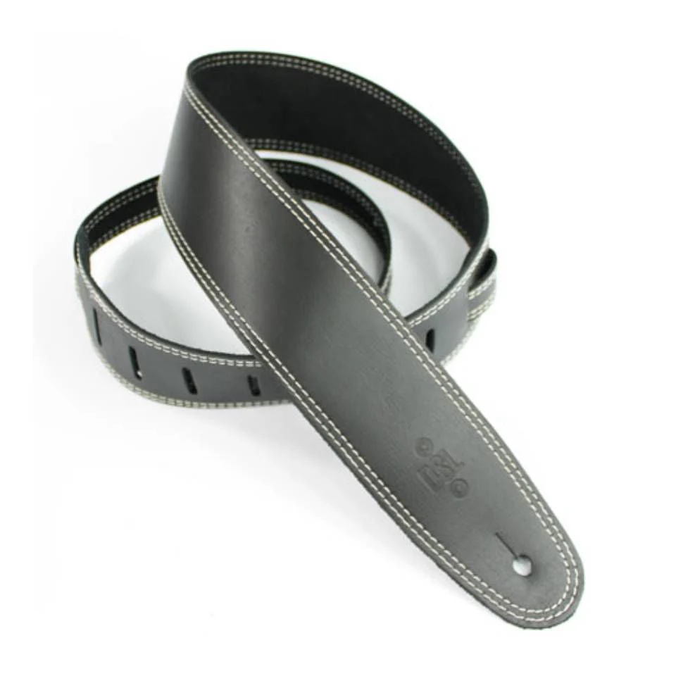 DSL Straps Classic Series Single Ply Guitar Strap 2.5in - Black/Beige Stitch