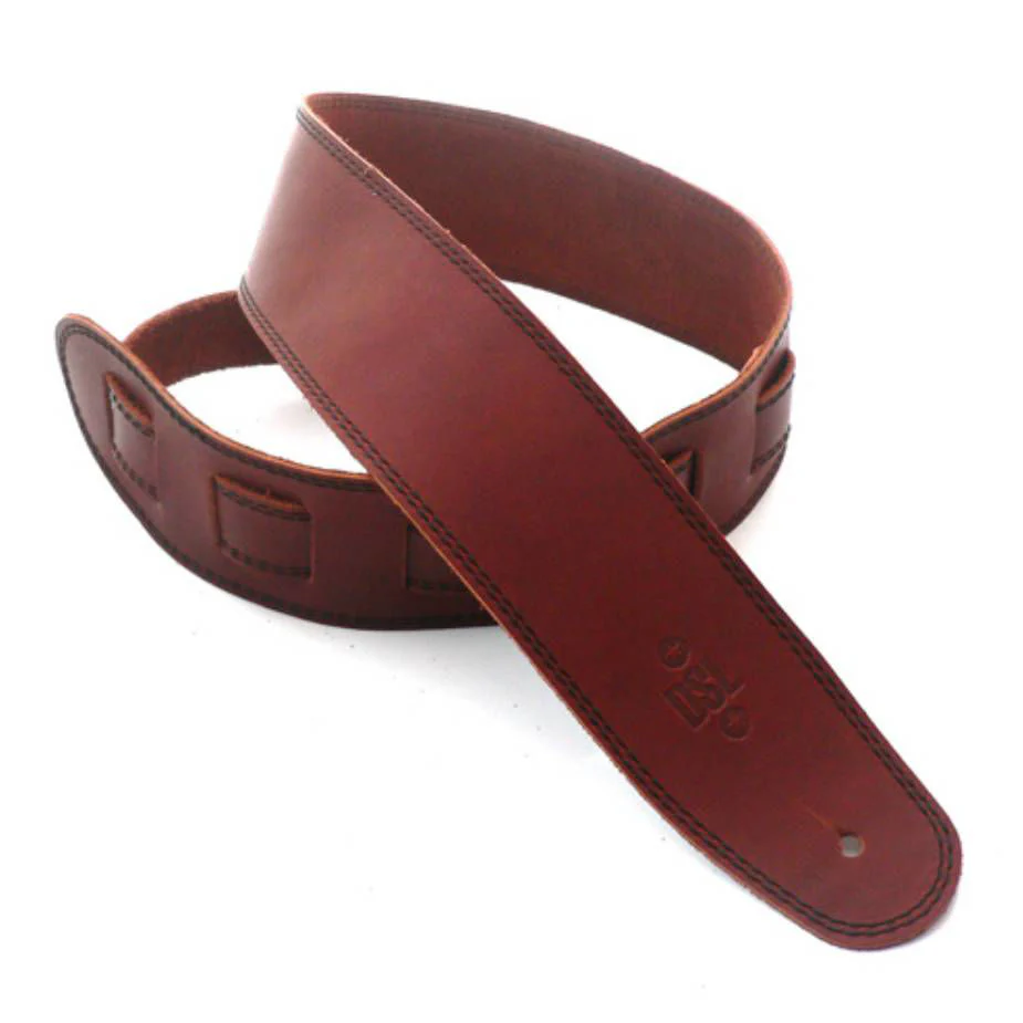 DSL Straps Classic Series Single Ply Guitar Strap 2.5in - Maroon/Black Stitch - Image 2