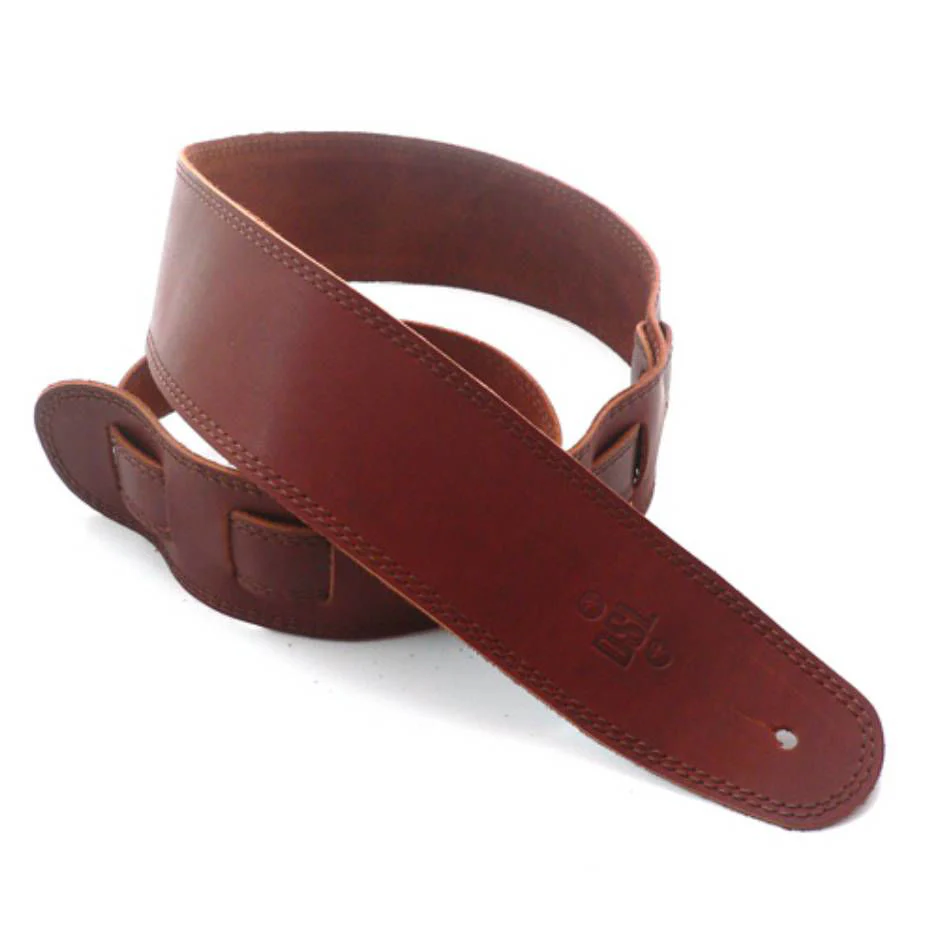 DSL Straps Classic Series Single Ply Guitar Strap 2.5in - Maroon/Brown Stitch - Image 2