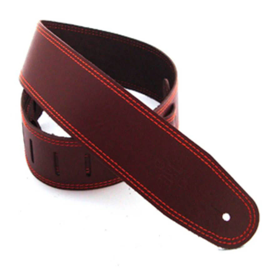 DSL Straps Classic Series Single Ply Guitar Strap 2.5in - Maroon/Orange Stitch - Image 2