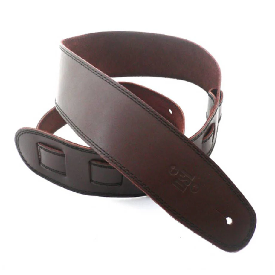 DSL Straps Classic Series Single Ply Guitar Strap 2.5in - Saddle Brown/Black Stitch - Extra Length - Image 2