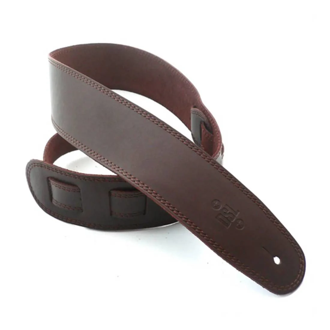 DSL Straps Classic Series Single Ply Guitar Strap 2.5in - Saddle Brown/Brown Stitch