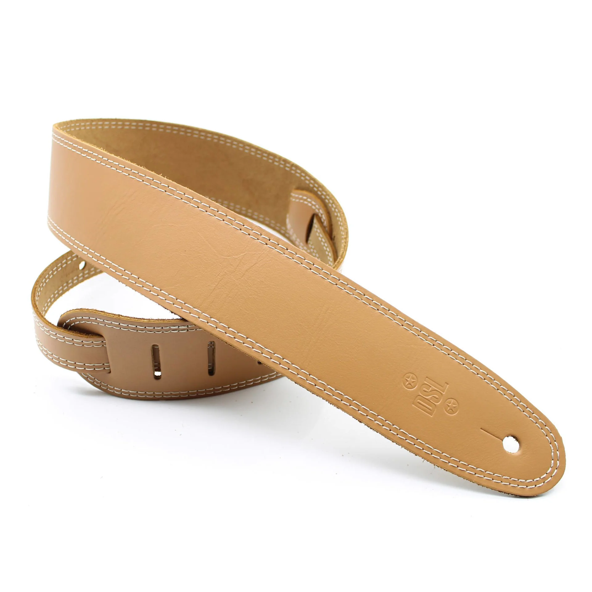 DSL Straps Classic Series Single Ply Guitar Strap 2.5in - Tan/Beige Stitch - Image 2