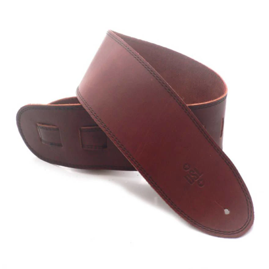 DSL Straps Classic Series Single Ply Guitar Strap 3.5in - Maroon/Black Stitch - Image 2