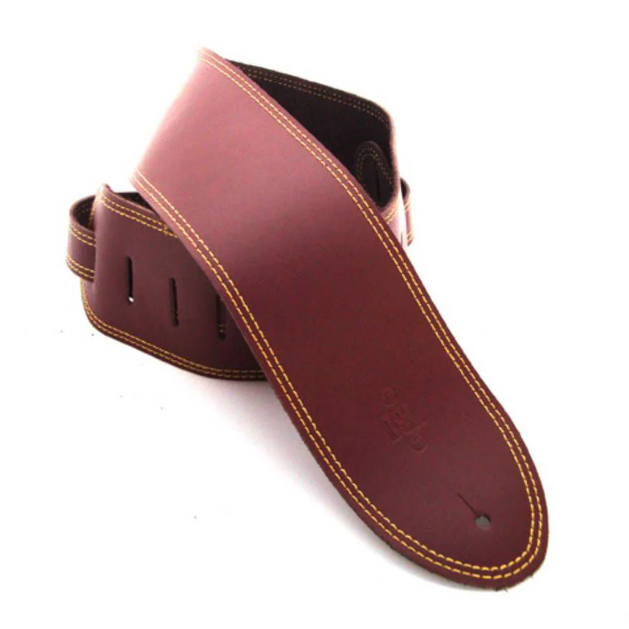 DSL Straps Classic Series Single Ply Guitar Strap 3.5in - Maroon/Yellow Stitch - Image 2