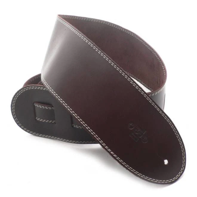 DSL Straps Classic Series Single Ply Guitar Strap 3.5in - Saddle Brown/Beige Stitch
