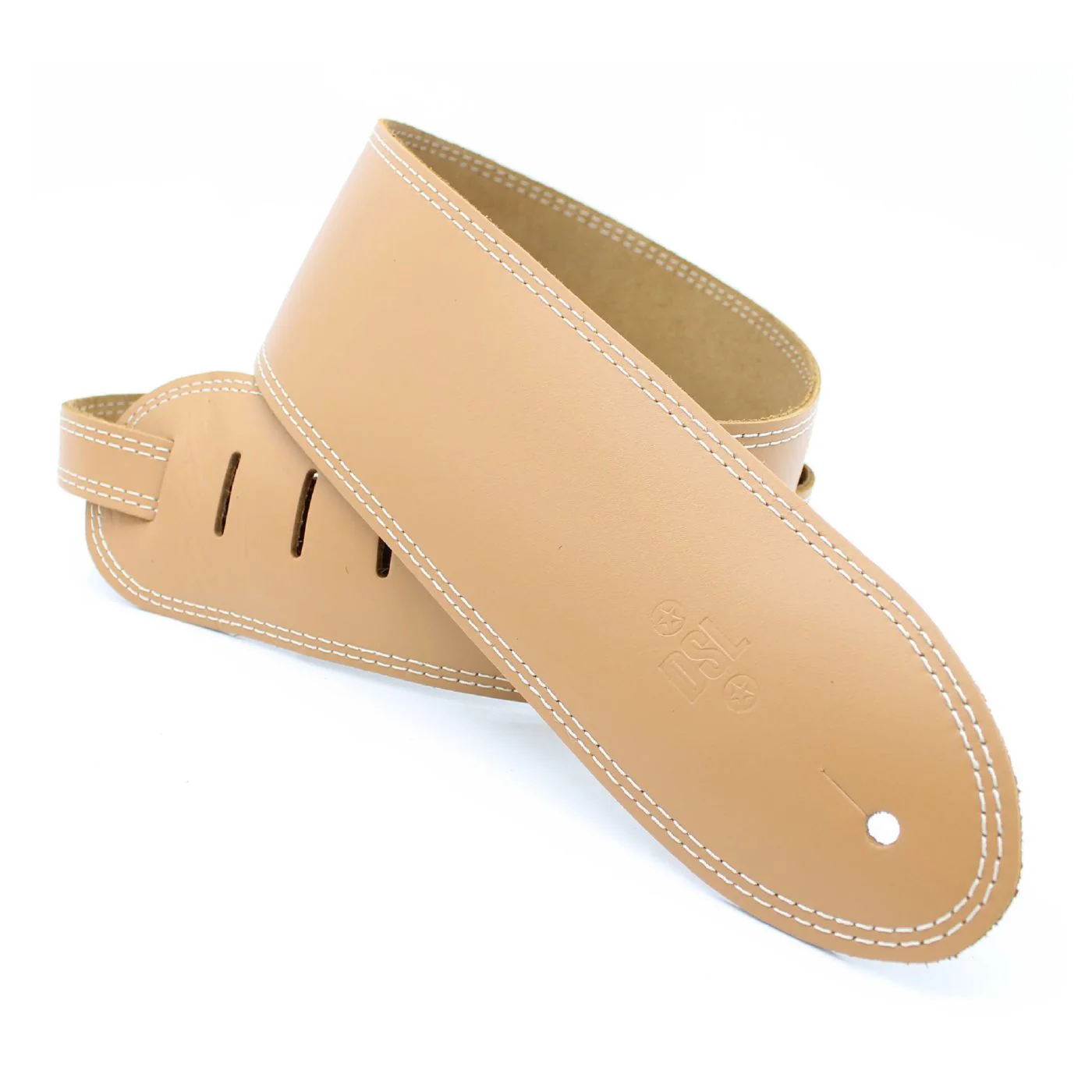 DSL Straps Classic Series Single Ply Guitar Strap 3.5in - Tan/Beige Stitch