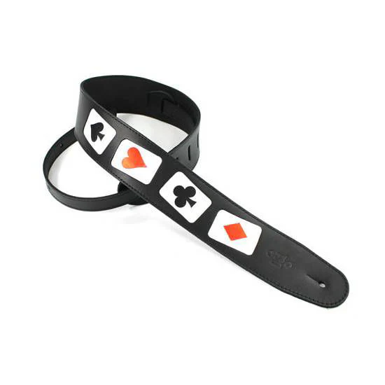 DSL Straps Designers Series Casino Card Leather Guitar Strap 2.5in - Black - Image 2