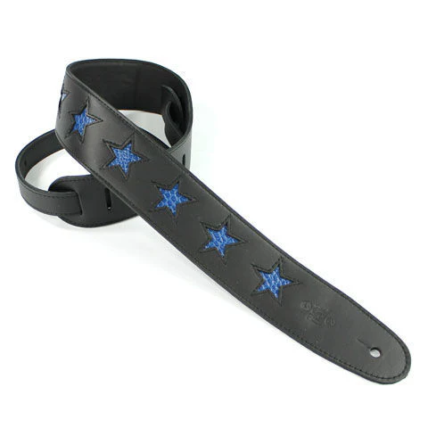 DSL Straps Designers Series Star Guitar Strap 2.5in - Blue Star - Image 2