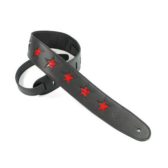 DSL Straps Designers Series Star Guitar Strap 2.5in - Red Star - Image 2