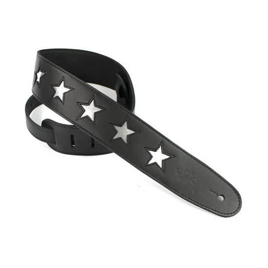 DSL Straps Designers Series Star Guitar Strap 2.5in - Silver Star - Image 2