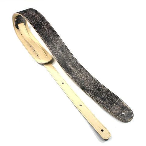 DSL Straps Exotic Series Hand Dyed Leather Guitar Strap 2.5in - Hand Dyed Black - Image 2