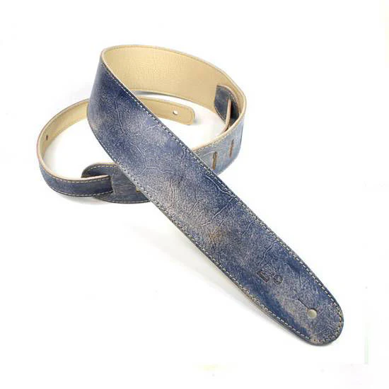DSL Straps Exotic Series Hand Dyed Leather Guitar Strap 2.5in - Hand Dyed Blue - Image 3