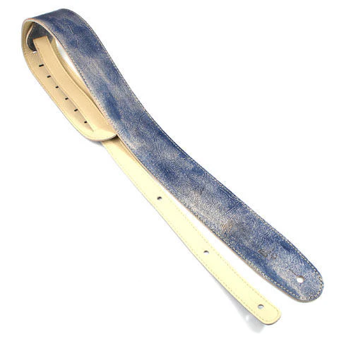 DSL Straps Exotic Series Hand Dyed Leather Guitar Strap 2.5in - Hand Dyed Blue - Image 4
