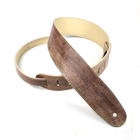 DSL Straps Exotic Series Hand Dyed Leather Guitar Strap 2.5in - Hand Dyed Brown - Image 3